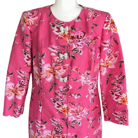 RARE Carlisle Collection Catalina Pink Jacquard Floral Jacket - 10 - Picture 8 of 16